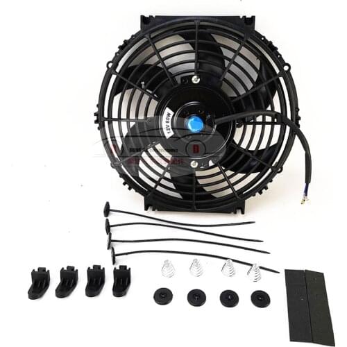 Universal 10 Inch 12V 80W 2100RPM Straight Black Blade Electric Cooling Radiator Fan Kit