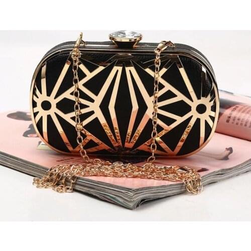 Gold Clutch Bags Women Handbag Metal Hollow Design PU Leather Party Purse and Handbag Banquet Wedding Clutches