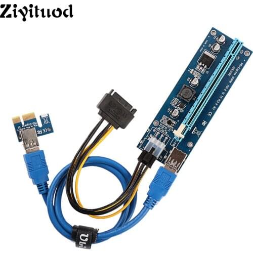 Ubit VER006C PCIe 1x to 16x PCI Express Extender Riser Card USB 3.0 PCI-e Extension Adapter with SATA 15pin to 6pin Power Cable