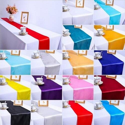 Vintage Multi Color White Christmas White Blue Satin Country Event Party Supplies Wedding Decoration Tablecloth Table Runner