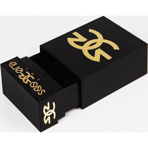 Custom gold logo drawer black cardboard pendant necklace jewelry gift box