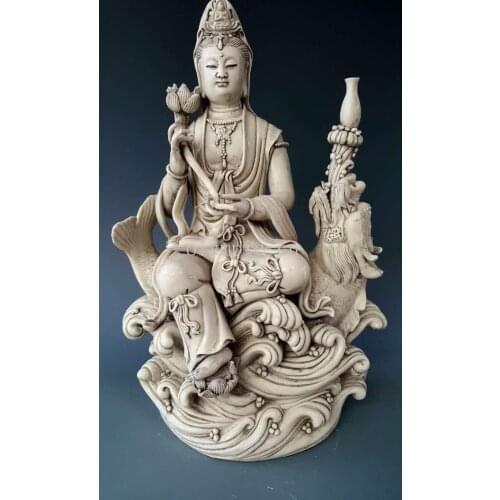 16'' chinese Dehua White porcelain buddhism Guanyin Avalokitesvara Bodhisattva