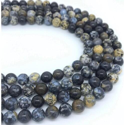 6-14mm Natural Gemstone Round Smooth Blue Aobao Loose Beads DIY Stone Beads Jewelry Making Bracelet Necklace Earrings Yoga