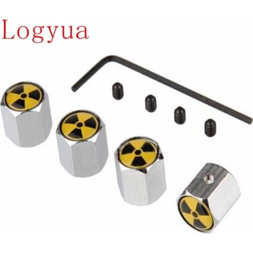 Sliver Car Anti-theft Style Nuclear Bomb Weapon Logo Tire Valve Cap Wheel Dust Cover Caps For Nuclear Bomb Cars 8pcs = 2 set