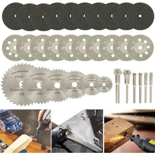 32 pcs Diamond Cutting Wheels HSS Circular Saw Blade Rotary Woodworking Tool for Dremel Mini Drill Rotary Tool Accessories