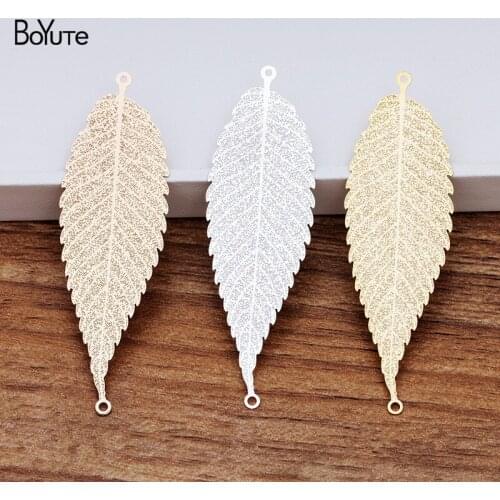 BoYuTe 20Pcs 57*18MM Metal Gold Leaf Sheet Pendant Charms for Jewelry Making