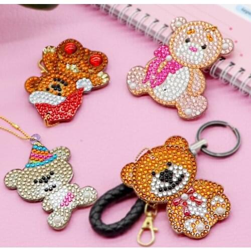 DIY Full Drill Special Shaped Diamond Painting Keychains Women Bag Pendant Jewelry Key Ring Embroidery Cross Stitch