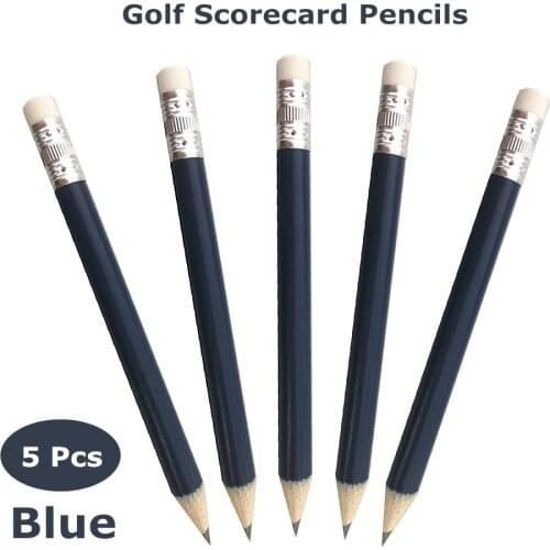 Golf Pens Score Card Holder Pencils with Eraser 10/20 Pcs Black Blue Color Accessories Set Outdoor Sports Golf Scoring Wood Pen