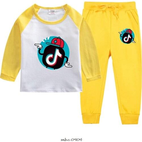 Kids Tik Tok clothes boy girls long sleeved tops pant 2pcs suit Tik Tok clothing kids costume 2pc sets birthday gift