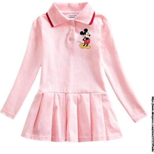 Disney Mickey Long Sleeve Girls Dresses Princess Kids Dresses Children Causal Costume Toddler Star Girls Dress Clothing