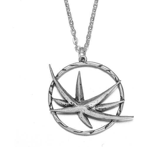 Wolf Head Necklace Name Necklace Pendants Trendy Jewelry Party Geralt Medallion Wolf Round Customize Long Necklace Men Gift