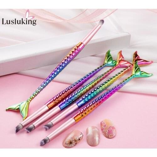 Gradient Nail Art Brush Painting Drawing UV Gel Brush DIY Manicure Pen Tools Mermaid 2/5Pcs