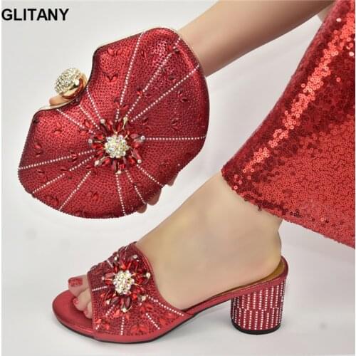 Fashion Italian Shoes with Matching Bags African High Heel Women Shoes and Bags Set for Prom Party Nigerian Women Shoes and Bag