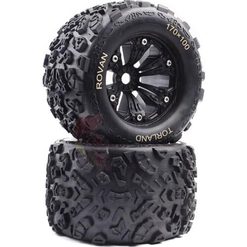 1/8 Racing Rovan buggy Black Wheel Tire set for HPI SAVAGE XL 4.6 5.9 FLUX E-REVO Summit 2pcs