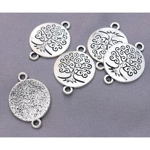 5pcs Antique Silver Plated Tree of Life Charm Connector for Jewelry Making Bracelet DIY Accessories Handmade Craft
