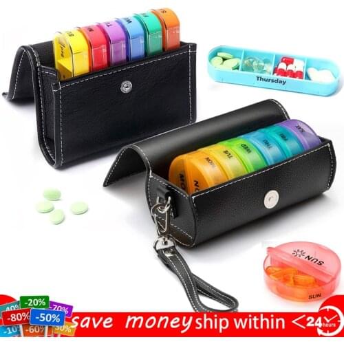 7 Days Daily Pill Box for Medicine French Holder Drug Case Weekly Pill Organizer Tablet Container Waterproof Secret Compartments