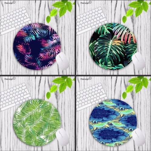 Mairuige Green Leaves prints Round Mouse Pad Non-Slip Rubber Lock Edge Mousepad Gaming Mouse Pads 20X20CM 22X22CM