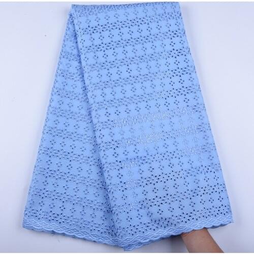Sky Blue African Lace Fabric 2019 High Quality Swiss Voile Lace In Switzerland African Tulle Lace Materials For Man 1599