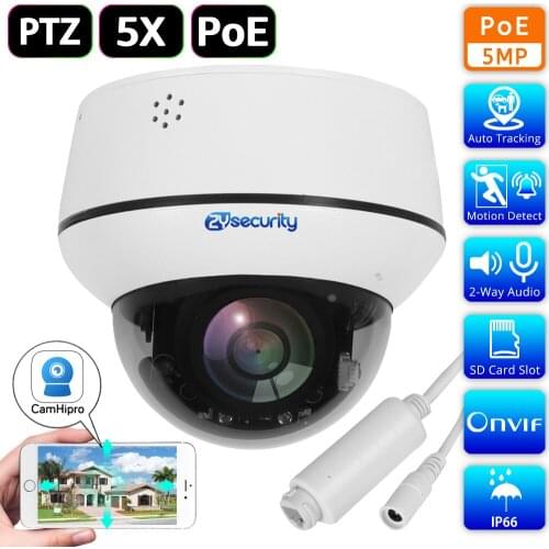 5MP Sony PoE Dome PTZ Camera 5X Optical Zoom H.265 Onvif Audio Metal Speed Dome IP Camera Network CCTV Video Surveillance CamHi