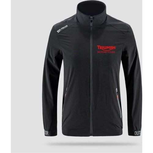Triumph Motorcycles Red Logo Slim Sport Outdoor Zippered Comfortable Soft Jacket Mens Casual Front Printing Asian Size