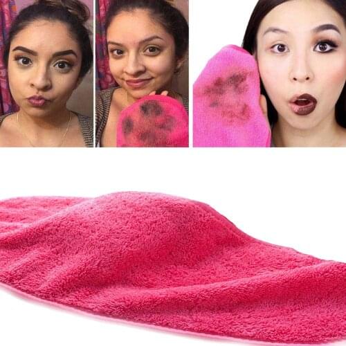 Hot 18x40cm Microfiber Pad Cleansing Tool Makeup Remover Towel Reusable Wipe Cloth Face Care Reusable Makeup Removing Soft