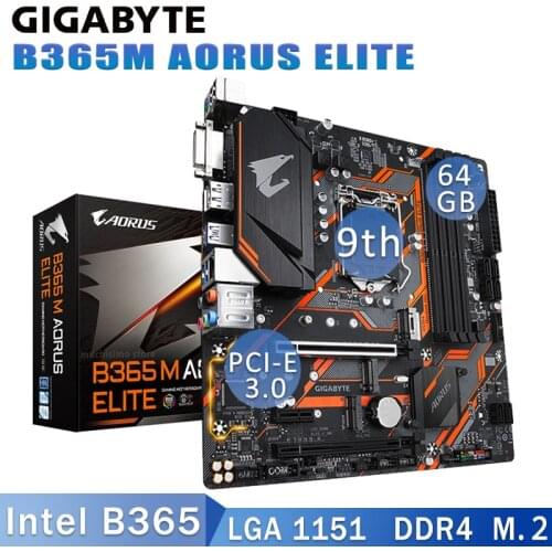 Gigabyte B365 M AORUS ELITE Motherboard DDR4 64G DVI Display Port PCI-E 3.0 USB3.1 Gen1 CrossFireX Desktop B365 Placa-Mãe 1151