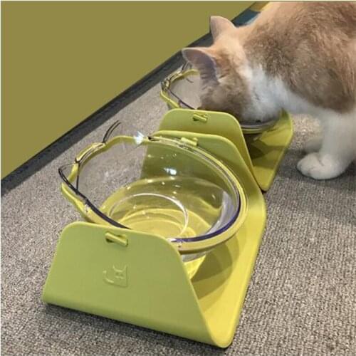 Pet Cat Bowl Pet Food And Water Bowl Adjustable 15 Degree Bowl Oblique Mouth Adjustable And Removable Transparent Non-slip Bowl