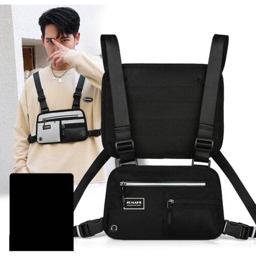 Multi-Function Tactical Chest Bag Men Streetwear Waist Pack Reflective Stripe Vest Boy Travel Chest Rig Bags Tactical Pack