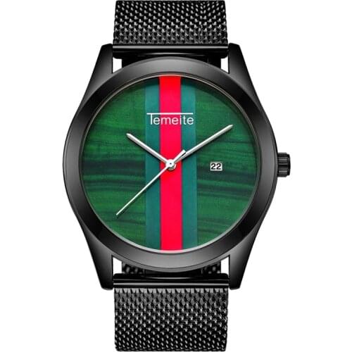 Top Brand Color Striped Men Watches All Black Classic Retro Simple Army Military Quartz Sport Wristwatch Male Gift Montre Homme