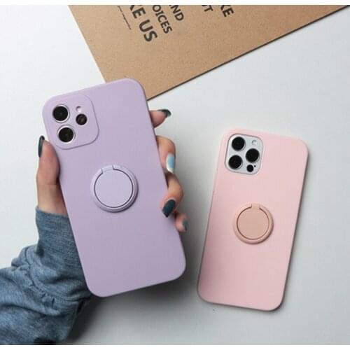 Soft TPU Phone Case For iPhone 12 Pro Max Mini 8 7 6 6s Plus X XR XS SE 2020 Funda For iPhone 11 Pro Max Ring Holder Strap Couqe