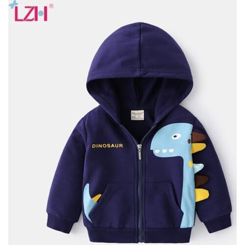 LZH 2021 Spring New Cartoon Dinosaur Baby Boy Jacket Casual Printing Kids Hoodie 1-6 Years Hooded Children Clothes Cute Kid Coat
