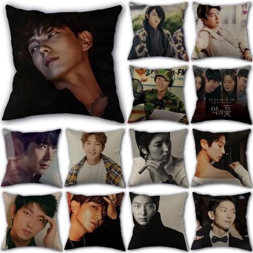 Custom LEE JOON GI Kpop Pillowcase Linen Cotton Fabric Pillowcases Wedding Pillow Cover Home Decorative size 45x45cm one side