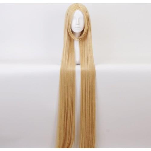 150cm/58.5" Princess Tangled Rapunzel Cosplay Wig Straight Long Synthetic Hair Golden + Free Wig Cap