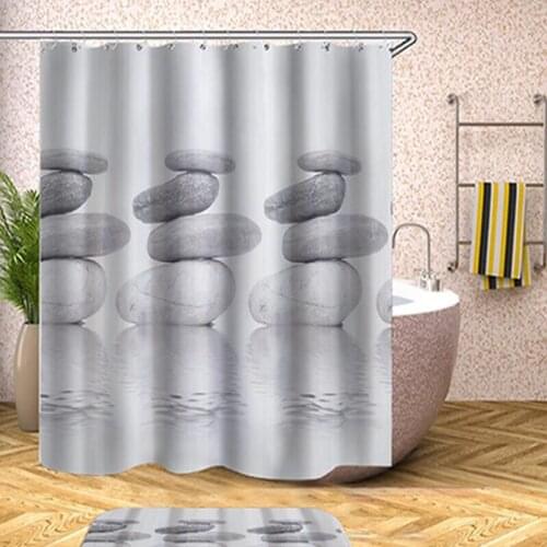 Pebble 3D Print Waterproof Bathroom Curtain Real Thicken Coating Process Shower Curtain High Quality Fabrics Shower Decoration