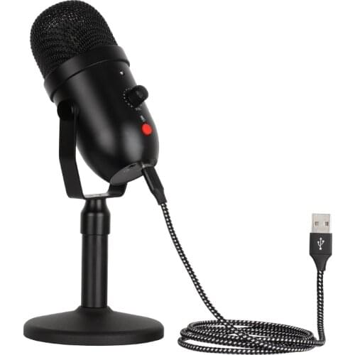Professional USB Studio Condenser Microphone with Real-time Monitoring Microphone for Computer Broadcasting Recording Gaming DJ