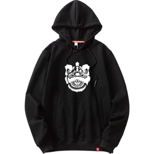 Tiger Printed Sweatshirt Men Black Long Sleeve Hooded Hoodies Man Cotton Autumn Male Pullover Streetwear 2020