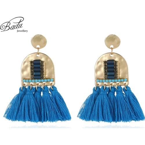Badu Vintage Ethnic Earring 6 Colors Tassel Earrings Women Fashion Jewelry Gold Alloy Original Design Wholesale Handmade