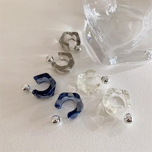 YANGLIUJIA Vintage Geometric Acrylic Earrings Personality Fashion C Shape Stud Earrings Women Jewelry Gift Accessories