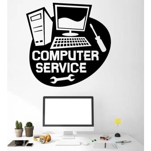 Computer Service Sign Wall Stickers Window Poster Decals Removable Interior Decoration G12
