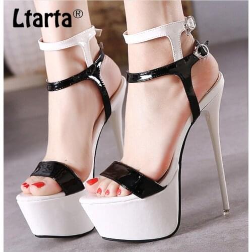 LTARTA Women High Heels Sandals 16cm Sexy Stripper Shoes Party Pumps Shoes Gladiator Platform Sandals Size 35-46 CWF-my166-2