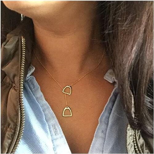 2021 Lucky Double Horse Hoof Pendant Delicate 925 Sterling Necklace Snaffle Bit Horse Shoe Necklace Women Fashion Party Jewelry