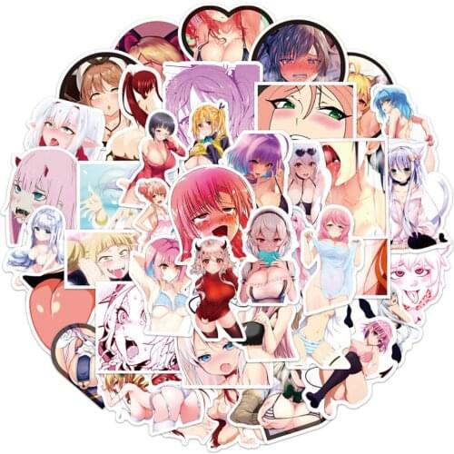 10/30/50PCS Black and White Color Two-dimensional Sexy Cute Anime Girl Graffiti Sticker Helmet Hand Account Decoration Wholesale