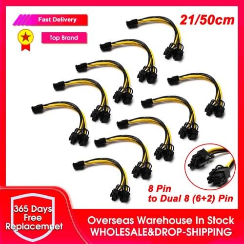 10pcs/Lot 8-pin PCI Express to 2 x PCIe 8 (6+2) pin Motherboard Graph Video Card PCI-e GPU Power data Cable