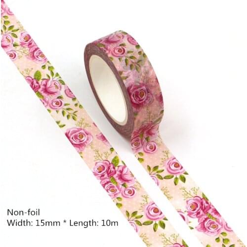 10PCS/lot 15MM*10M Pink Rose Flowers Decorative Washi Tape Scrapbooking Masking Tape School Office Supply stationery washi tape