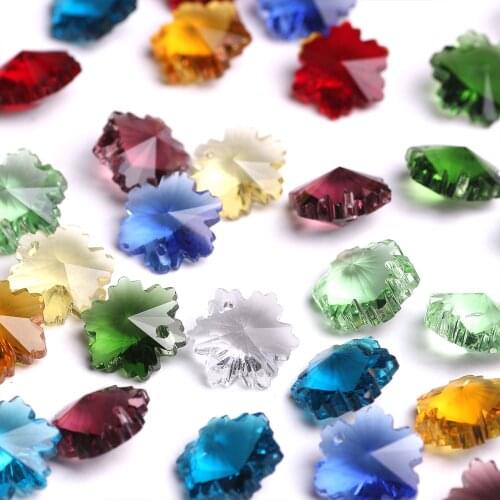 20pcs/lot 14mm Multicolor Snowflower Pendant Glass Beads Crystal Charms For Women Jewelry Making Necklaces DIY Earring Findings
