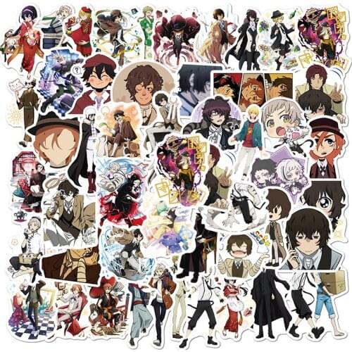 50PCS Anime Bungo Stray Dogs Stickers Waterproof Fridge Guitar Laptop Motorcycle Skateboard Joke Sticker Decal DIY Toy Gifts