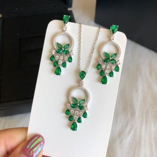 925 Sterling Silver Butterfly Shape Long Tassel Hanging Earrings Paved Green Cubic Zircon Crystal Wedding Jewelry For Women