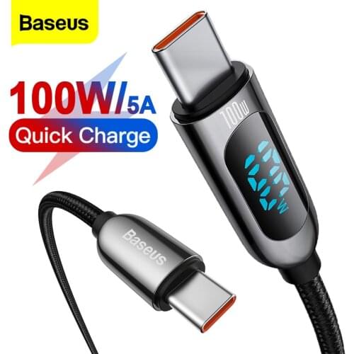 Baseus 100W USB Type C To USBC PD Cable For Xiaomi Samsung Fast Charger USB C Cable For Macbook iPad Pro Tablet Laptop Wire Cord