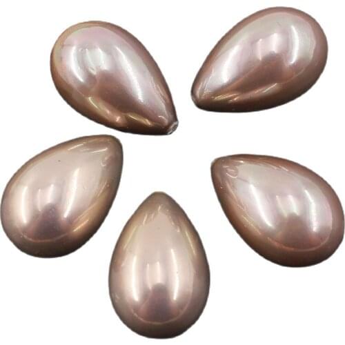APDGG 16x25MM 5 Pcs Natural Lavender Sea Shell Pearl Half Hole Teardrop Beads For Pendant Necklace Earrings DIY Jewelry Findings