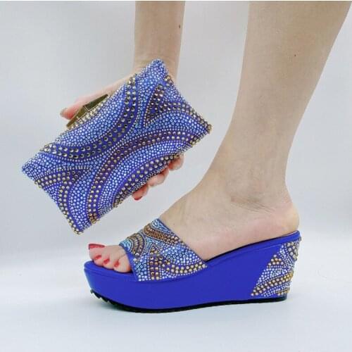 Doershow blue shoes and bag matching set italy 2020 designs for african shoes and bags wedding party free shipping!HKV1-5